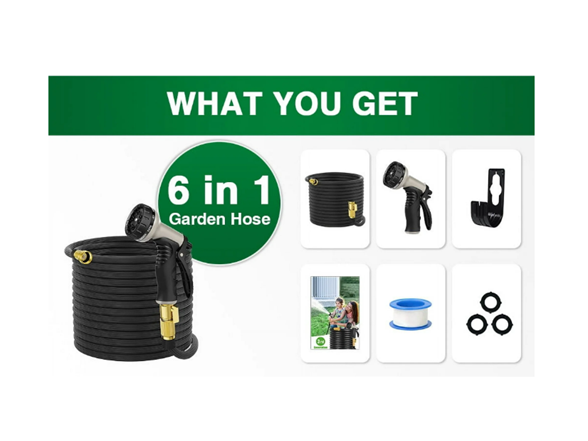100ft Flexible Garden Hose with Nozzle