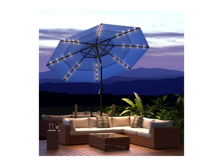 COSIEST 9FT 3 Tiers LED Patio Umbrella