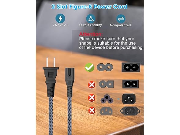 HOMAIR 10ft Nylon Braided AC Power Cord