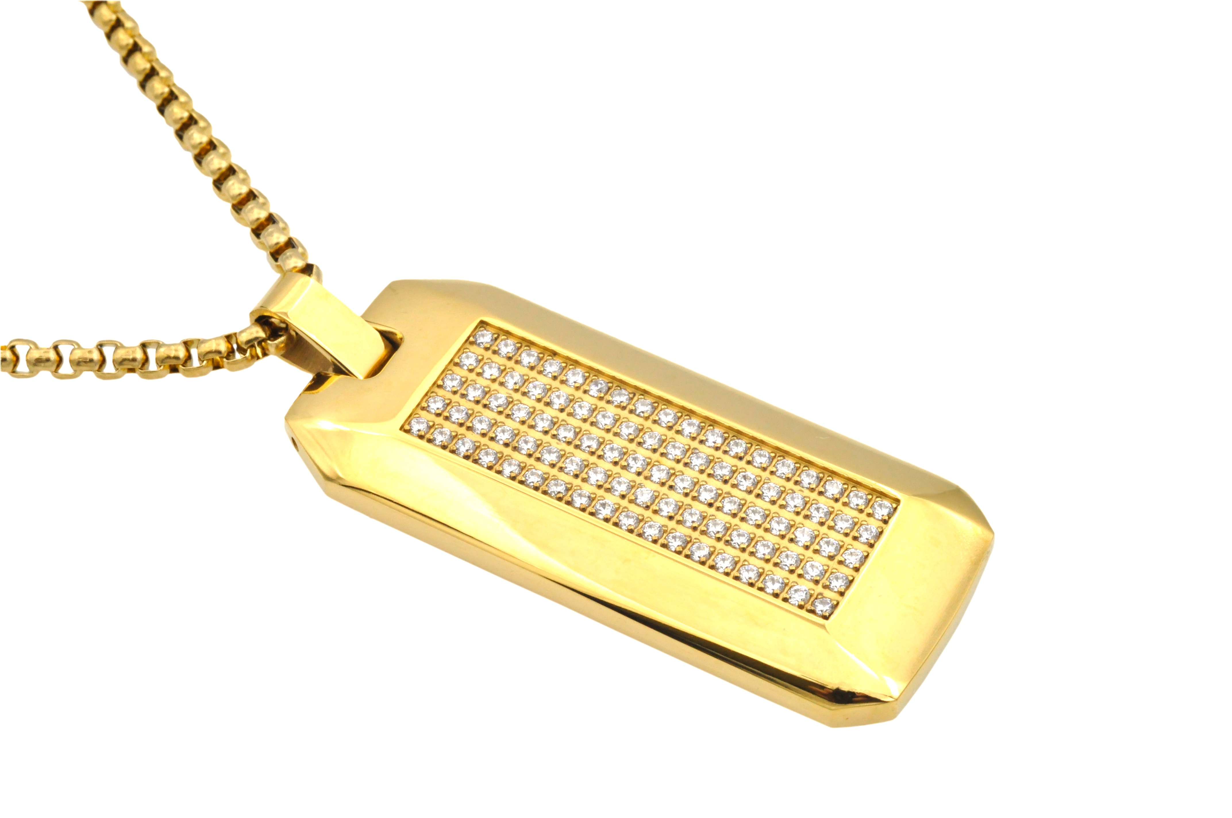 Polished CZ Encrusted Dogtag Necklace - Gallery 6