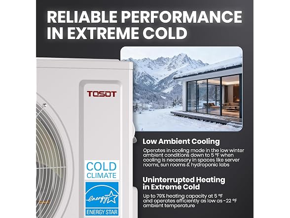 TOSOT Aoraki 12K BTU mini split AC, 230V Black