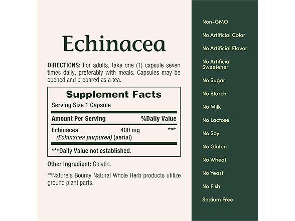 Natures Bounty Echinacea 400mg 100 Capsules