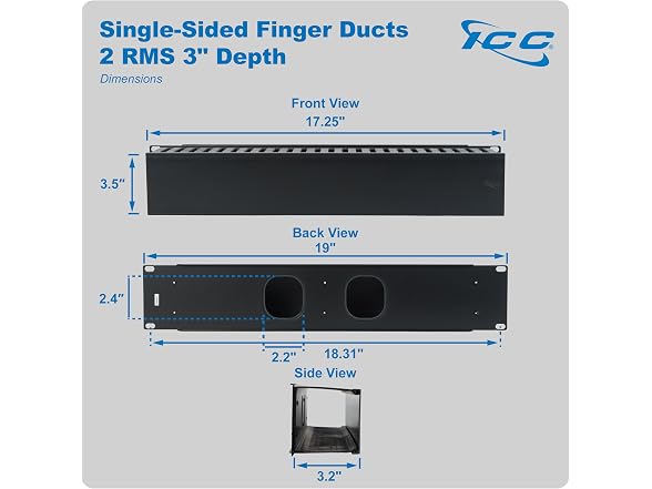 ICC 2U Finger Duct Cable Manager