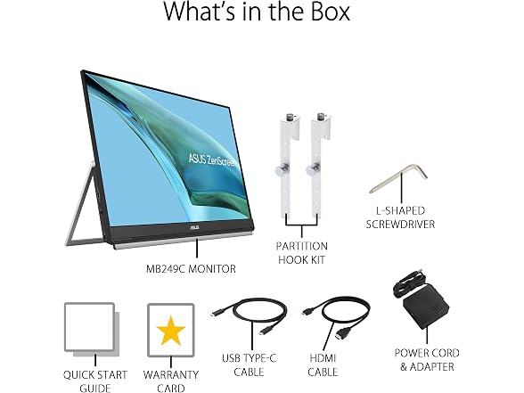 ASUS MB249C 23.8 ASUS MB249C 24 Portable Monitor - FHD, IPS