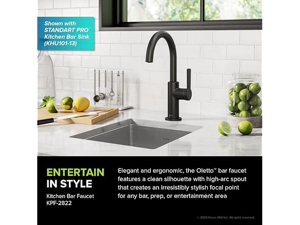 KRAUS Oletto Single Handle Kitchen Bar Faucet in Matte Black - Gallery 4
