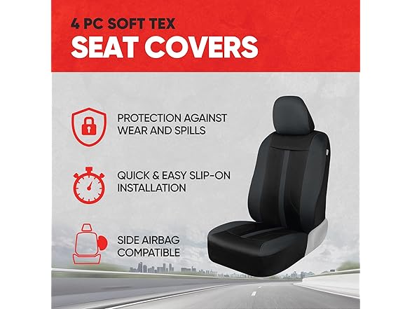 Motor Trend Gray Cloth Car Seat Covers for Front Seats