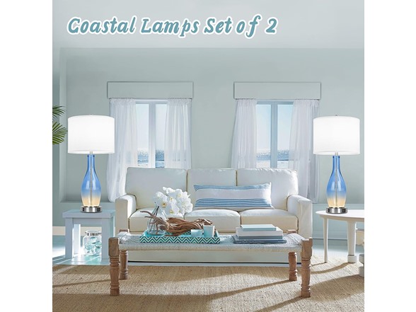 BesLowe Tall Glass Table Lamps Set of 2