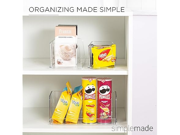 SIMPLEMADE Clear Refrigerator Organizer Bins Pack of 3