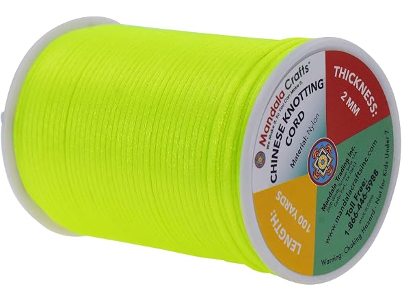 Mandala Crafts 2mm Lime Green Satin Cord