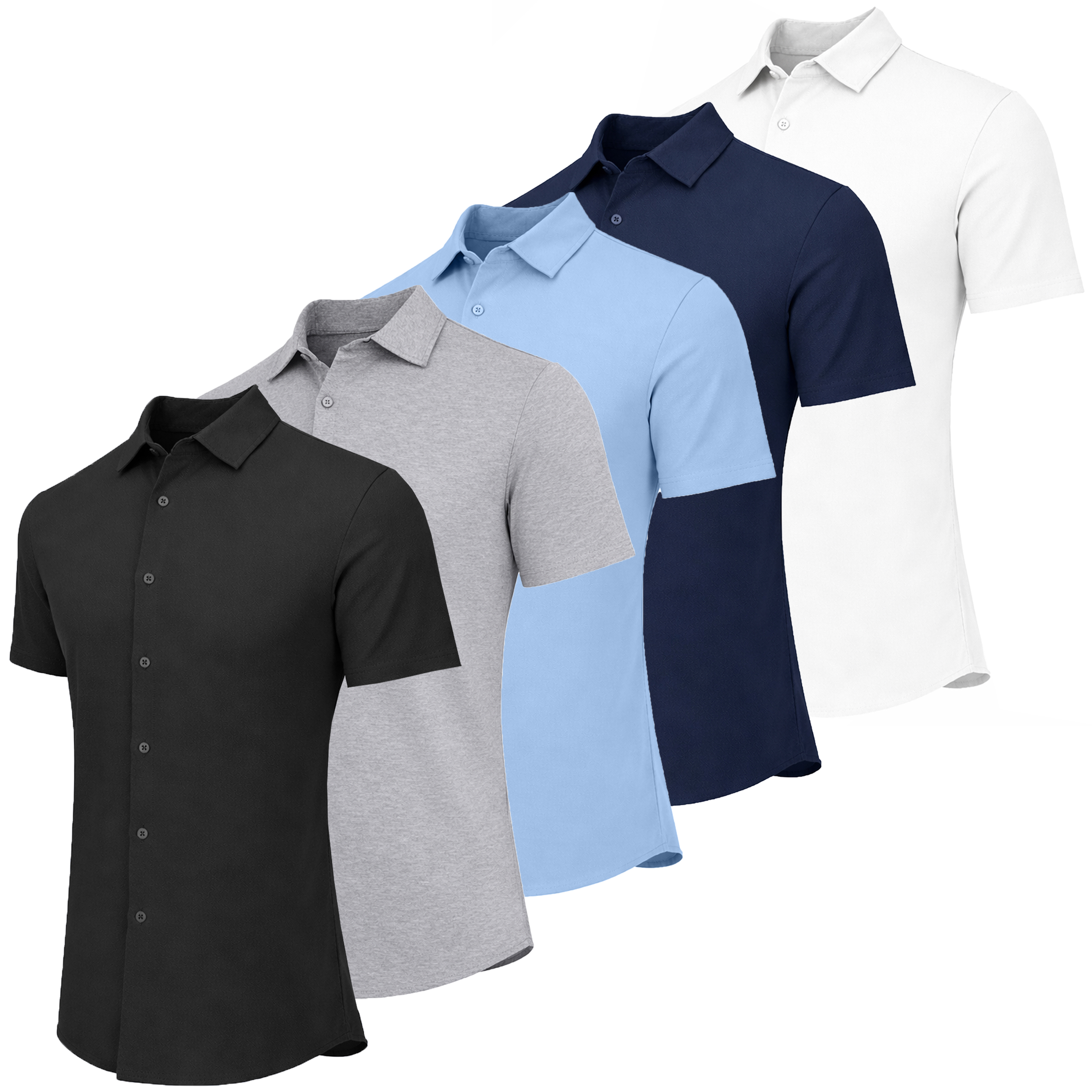 5Pk Mens S/S Knit Button Down Shirt - Gallery 11