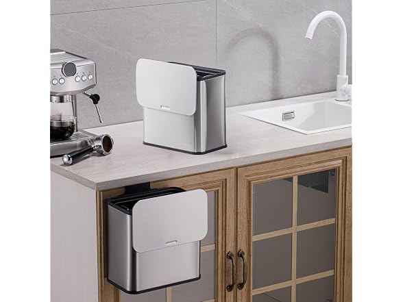 1.3 Gallon Stainless Steel Hanging Trash Can with Lid