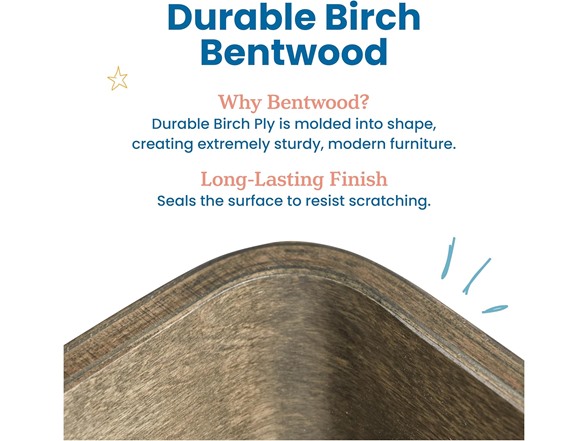 ECR4Kids Bentwood Chair, 8in Seat Height 2-Pack