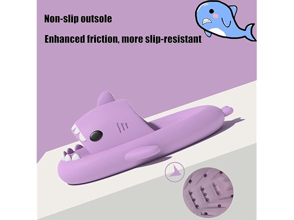 Guobor Shark Slides Slippers, Purple