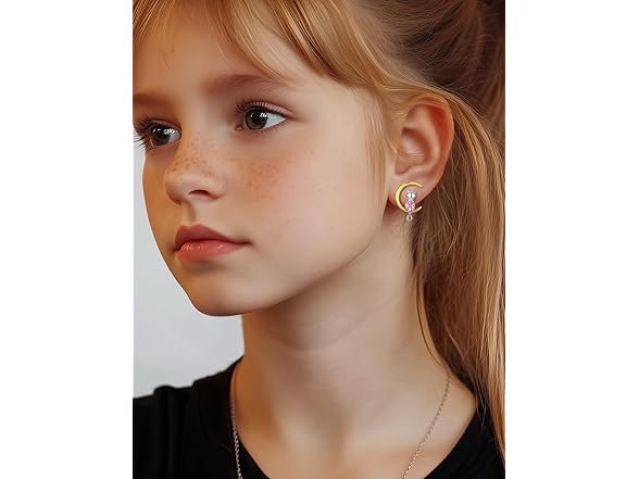 Birthstone Cat Moon Earrings