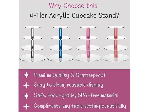 4-Tier Pink Acrylic Cupcake Stand