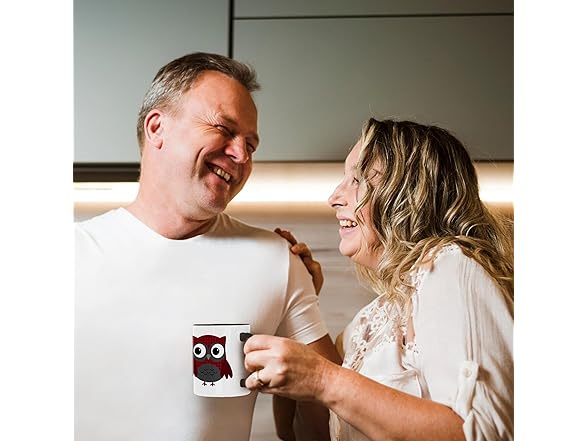 3dRose Ruby Red Houndstooth Owl Mug