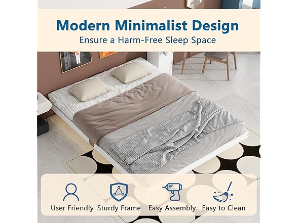 Dolonm Queen Floating Bed Frame w/LEDs