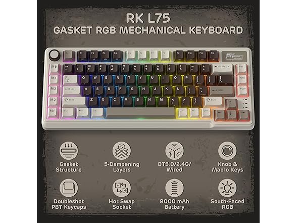 RK L75 Wireless Hot-Swappable Mechanical Keyboard