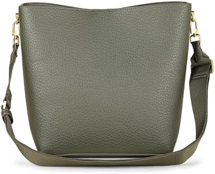 Amazon Essentials Women's Soft Bucket Bag with Minimalist Design, Dark Olive, One Size