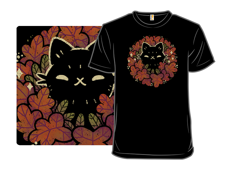 Cute Black Cat in Autumn Wreath