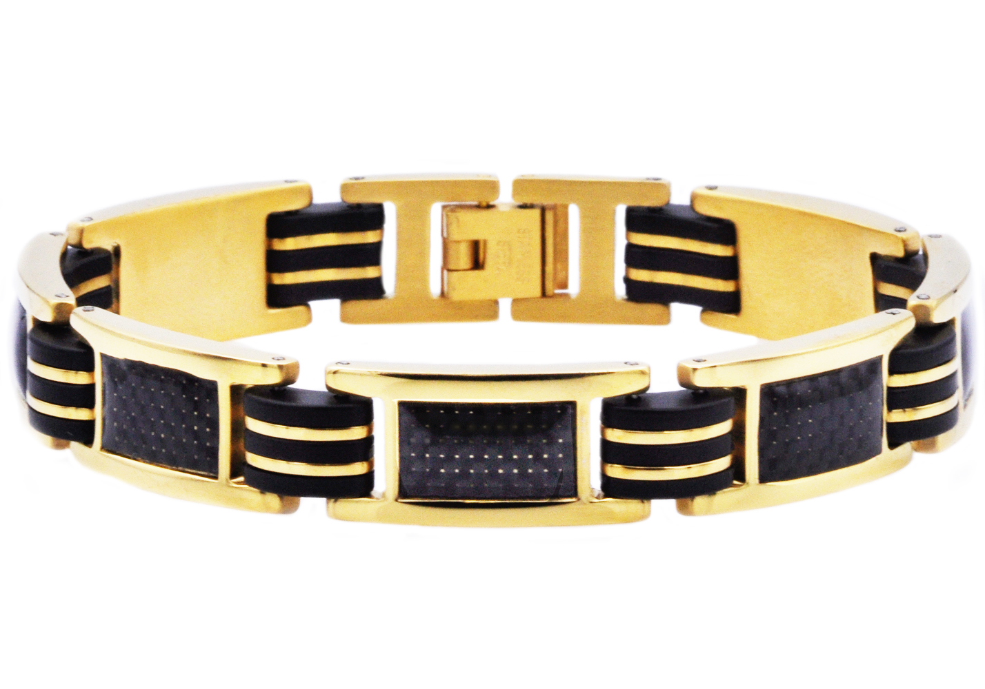 Stainless Steel Carbon Fiber Bracelet - Gallery 6