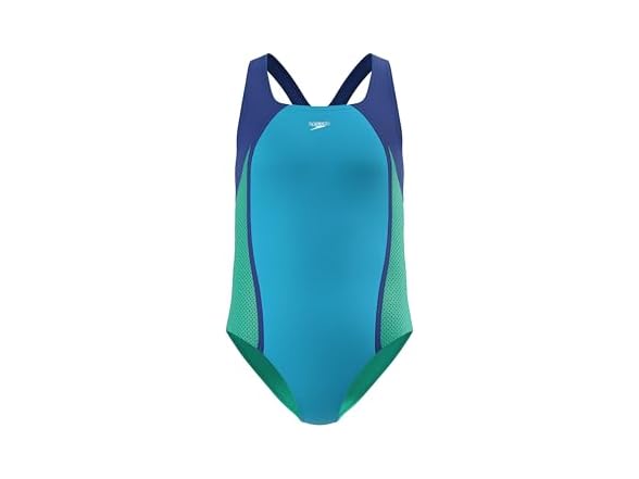 Speedo One-Piece Swimsuit, Mesh Cyan (16)