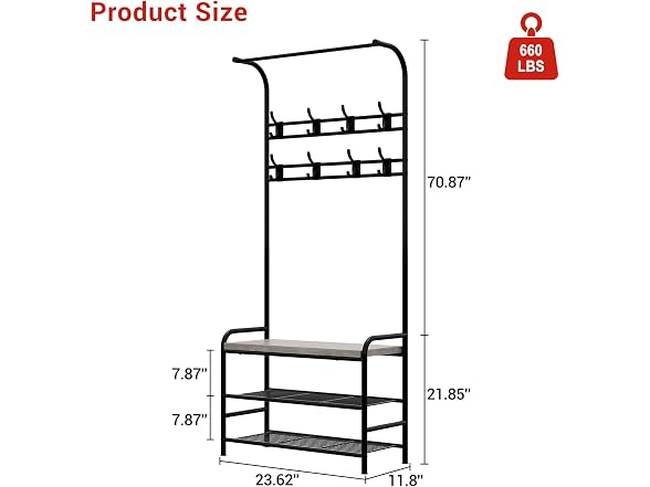 PrecisionAuto Industrial Hall Tree Coat Rack 