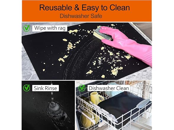 Demiwise 5 Pack Oven Liners for Bottom of Oven Black