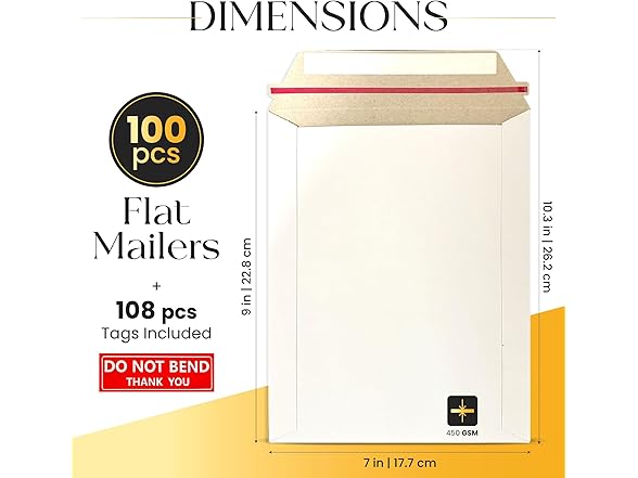 100 Pack 7x9 in Rigid Mailers