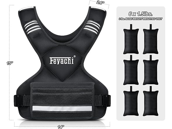 Feyachi Adjustable Weighted Vest - 12 lb