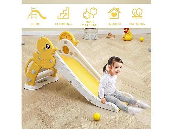 Toddler Slide, Creative Cartoon Yellow Duck Indoor Slide