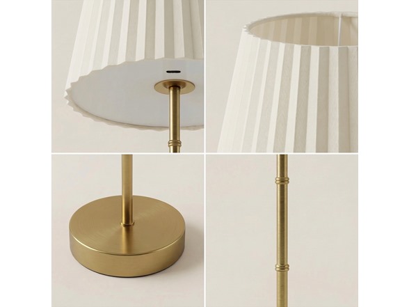 Bamboo Stem Pleated Shade Cream Lamp