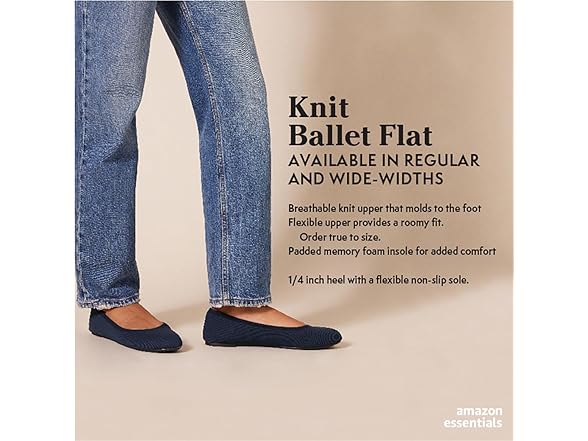 Amazon Essentials Women's Knit Ballet Flat