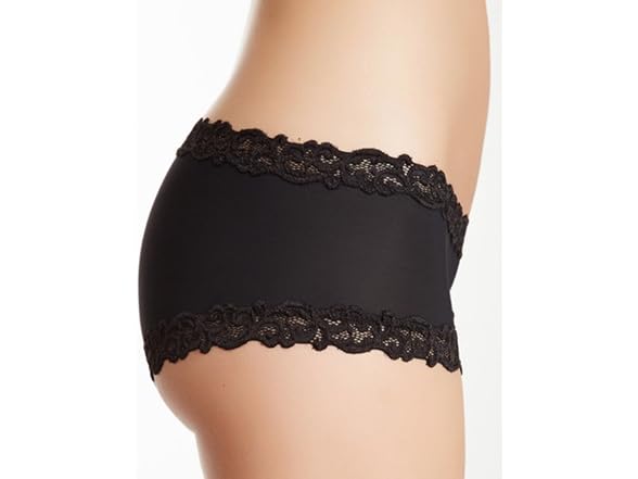 Natori Women (L) Double Lace Trim Large-Black
