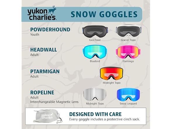 Yukon Charlie's Ropeline Adult Snow Goggles 