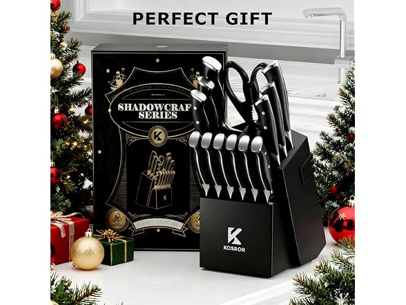 KOSROR Kitchen Knife Set with Block