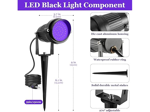 Fyielik Fyielik LED Halloween Black Lights 15W