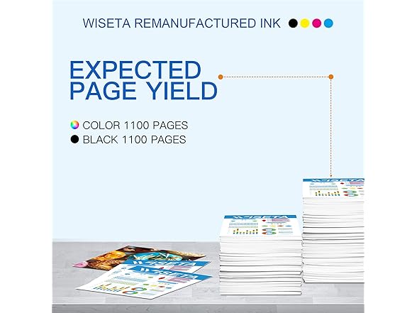 Wiseta Remanufactured 822 Ink Cartridges 6 Pack