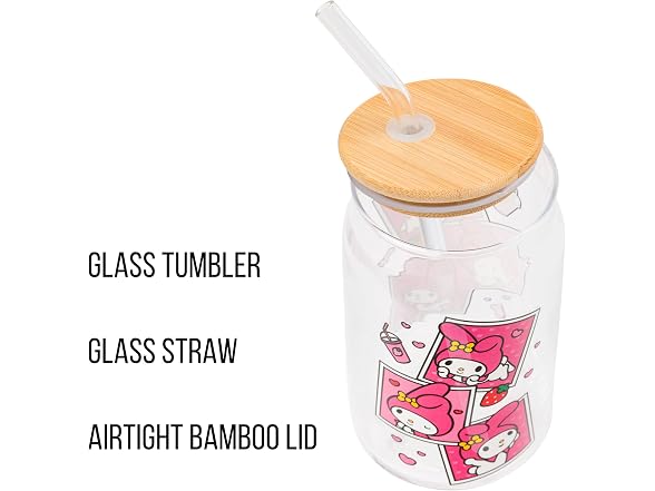 Silver Buffalo Sanrio My Melody, Glass Tumbler, 16oz