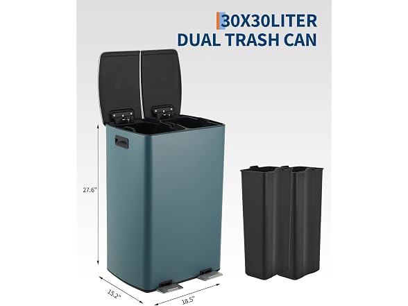 PrecisionAuto 60L Dual Compartment Kitchen Trash Can