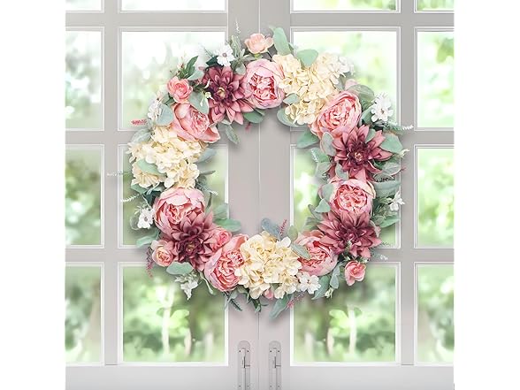 24" Pink Peony Wreath