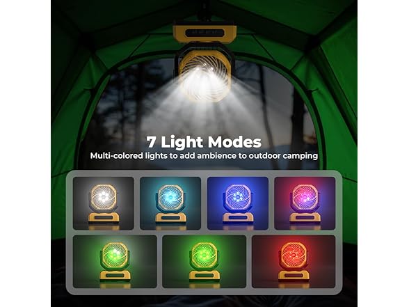 30000mAh Portable Camping Fan with RGB Lantern