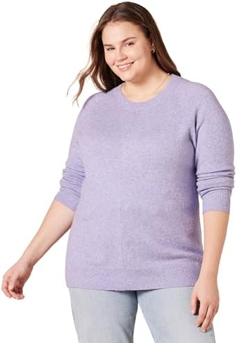 Amazon Essentials Women's Regular-Fit Soft Touch Long-Sleeve Crewneck Sweater, Lavender, X-Large