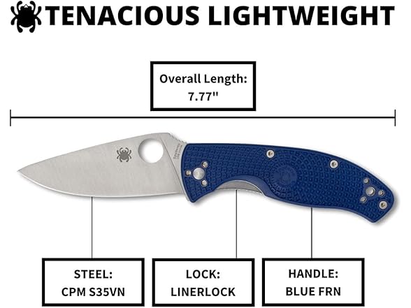 Spyderco Tenacious Pocket Knife 3.3" D2 Blade