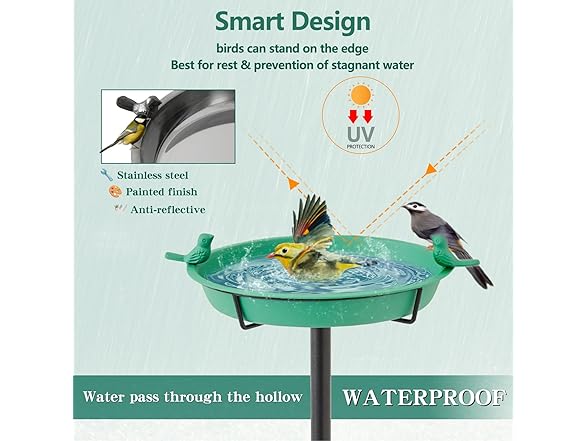 AROPAD 47.5 inches Metal Bird Baths