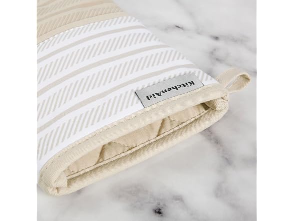 KitchenAid Albany Oven Mitt 2-Pack Set, Milkshake Tan, 7"x13"
