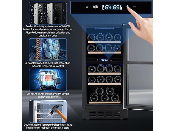 Metal Built-in Single Door Wine Cooler 26 Bottles 