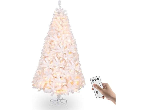 VINGLI 6ft Pre-lit Artificial Christmas Pine Tree