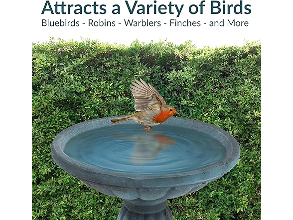 Sunnydaze 20.25” H Concrete Bird Bath Patina Green