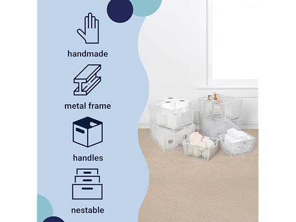 happimess Nesting Wire Metal Storage Baskets for Shelves Set of 6